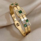 Green Crystal Stainless Steel Bracelet for Women