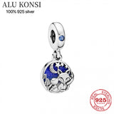 925 Sterling Silver Love Heart Bead Charm Bracelet DIY Jewelry