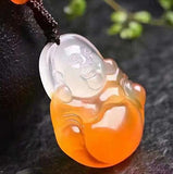 Natural Agate Crafted Buddha Pendant for Wealth & Luck Necklace
