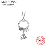925 Sterling Silver Bear Dragonfly Charm Pendant Necklace for Women