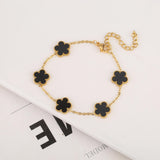 Adjustable Stainless Steel 316L Plant Flower Bracelet With Clover
