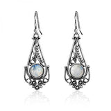 Moonstone Drop Earrings 925 Silver Wedding Jewelry