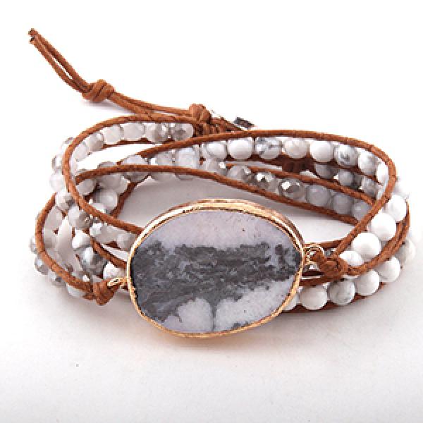 Mixed Stones Glass Crystal Wrap Bracelet for Dropship