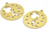 Raw Brass Star Charms Earrings, DIY Jewelry Pendants