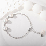 925 Sterling Silver Real Pearl Vintage Boho Bangle Bracelet