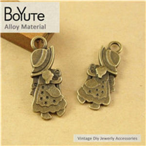 BoYuTe Girl Pendant Charms Antique Bronze Plated Zinc Alloy DIY Jewelry Making