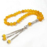 8mm Yellow Agate Stone Prayer Beads Islamic Muslim Tasbih Allah
