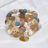 Bohemian Heart Star Charms Bracelet Elastic Multilayer Beaded Bracelets