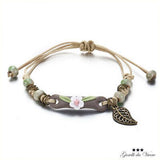 Ceramic Beads Bracelet Leaf Flower Wood Knot Nr 99