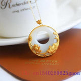 Jade Chalcedony Pendant 925 Silver Necklace for Women Men