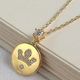 925 Silver 18k Chain Zircon Crown Pendant Necklace
