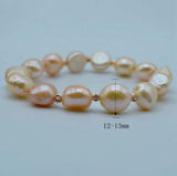 Baroque Pink Pearls Bracelet Red Accessories Stretch Thread Ladies Jewelry