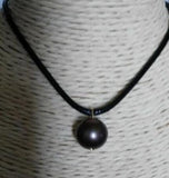 Tahitian Pearl Pendant Necklace Leather Chain