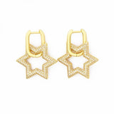Nidin Copper CZ Star Drop Crystal Dangle Earrings - Party Wedding Women Jewelry