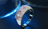 Pink Crystal Ring Tibetan Silver Ring for Women Wedding Party Jewelry