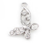 20PCS 20x28mm Rhinestones Butterfly Hang Pendant Charms DIY Accessory