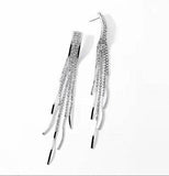 Natural Stone Water Ripple Tassel Zircon Earrings