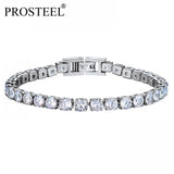 Classic Tennis 5mm Bracelet Clear/Black Cubic Zirconia Steel 6.5/7.5 Inch