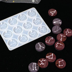 12 Constellation Keychain Silicone Mold for UV Resin, Christmas Halloween