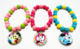 24pcs Pink Rose Beads Glass Bracelets Leather Hand Chain Girls Bangle