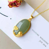Hetian Jade Prosperous Necklace S925 Sterling Silver Goldfish Lucky Ingot