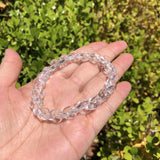 Natural Rock Quartz Moon Shape Bead Bracelet Crystal Reiki Healing Stone Jewelry