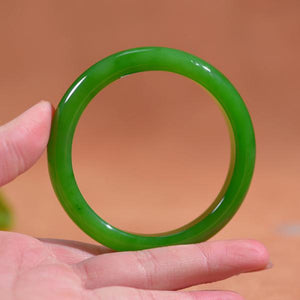 Zheru Natural Hetian Jade Green Bracelet 54mm-64mm Princess Jewelry