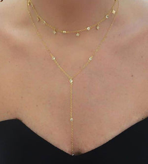 Crystal CZ Y Necklace Wedding Party Christmas Statement Chocker