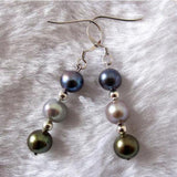 Real Pearl Earring Gray Peacock Freshwater Dangle S925 Silver Hook