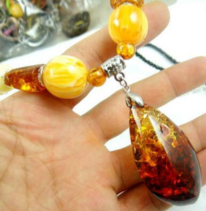Modernist TEARDROP GOLDEN HONEY AMBERS Necklace