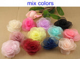 6.5cm Voile Flowers Fabric Flowers For Hair Ornaments 10 pcs/lot