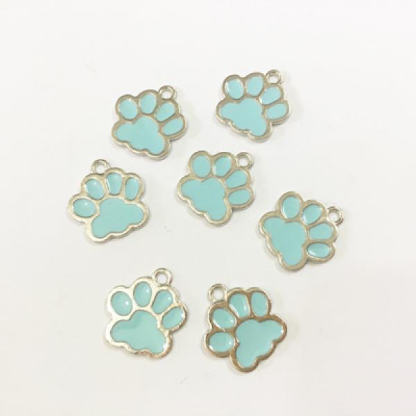 Rhodium Plated Enamel Dog Bear Paw Charms Pendants - 30pcs/lot