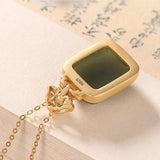 Silver Inlaid Hetian Chalcedony Pendant Necklace Retro Palace Charm Jewelry