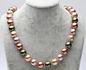 12mm Shell Pearl Round Beads Necklace 17''