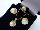 Shell Pearl Earrings & Pendant Necklace Set
