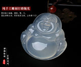 Koraba Natural Chalcedony Agate Chinese Jade Icy Pendant Maitreya Buddha