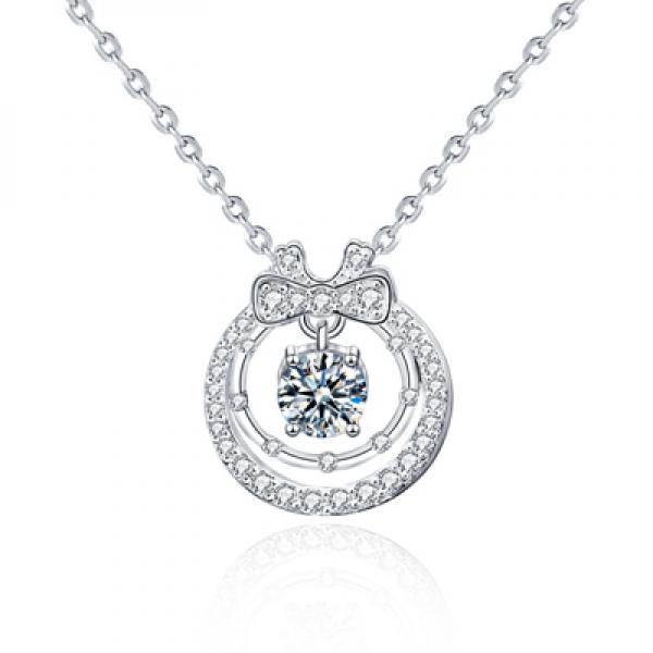 D Moissanite Pendant Necklace 925 Sterling Silver Sparkling Wedding Jewelry