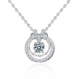 D Moissanite Pendant Necklace 925 Sterling Silver Sparkling Wedding Jewelry