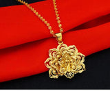 Copper Brass Plated Peacock Flower Pendant Necklace