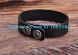 Retro Plain Leather Wristband Bracelet Cuff Men