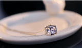 925 Silver Cube Zirconia Pendant Necklace for Women