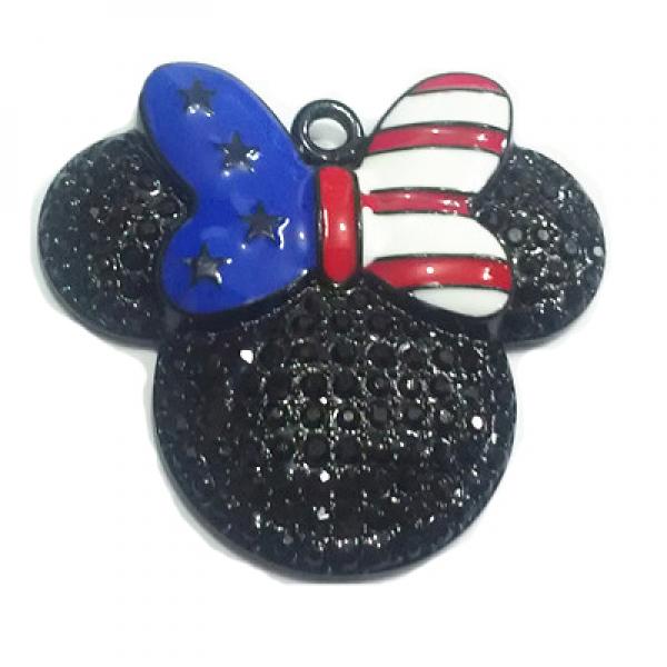 10pcs/lot Minnie Rhinestone Pendants for 4th of July Necklace Making