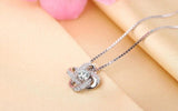 925 Silver Forever Heart Zirconia Clover Flower Necklaces & Pendants
