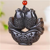 Nephrite Natural Jade Fish Necklace Lucky Amulet Statue Jade Pendant