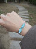 925 Silver Larimar Labradorite Beads Bracelet Women Jewelry Gift