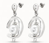 925 Silver Pearl Circle Earrings
