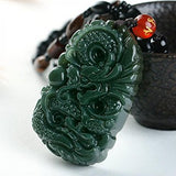 Hand-Carved Qing Jades Dragon Necklace Pendant