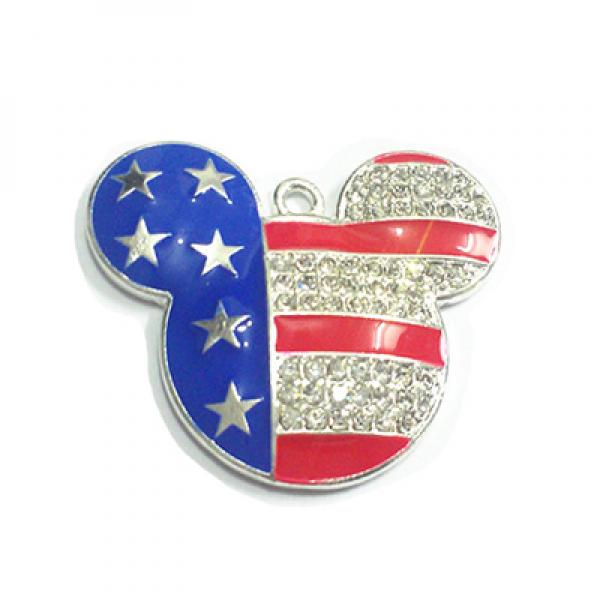 10pcs Silvery Plated Rhinestone Pendants For 4th Of July Jewelry Making