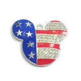10pcs Silvery Plated Rhinestone Pendants For 4th Of July Jewelry Making