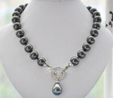 14mm Round Shell Pearl Necklace with Drip Pendant